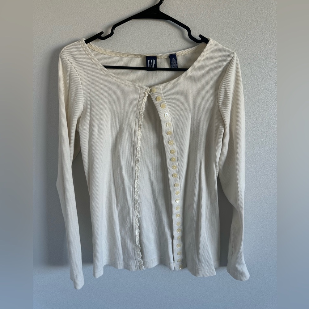 Vintage Gap Ribbed Cardigan Cream Size M